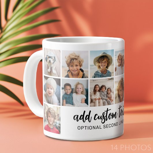 14 Fotocollage Raster - 2 Tekstvakken - zwart wit Grote Koffiekop