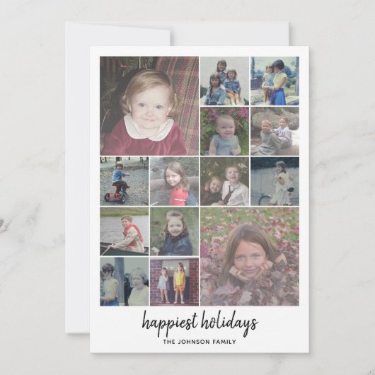 14 Fotokerstkleuter minimalistische zwarte Happy Feestdagenkaart (Voorkant)