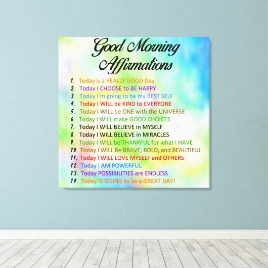 14 Goede ochtendgeluiden - Positief denken C Canvas Afdruk (Insitu (Houten vloer))