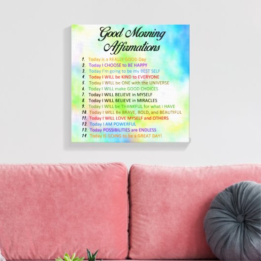 14 Goede ochtendgeluiden - Positief denken Canvas Afdruk (Insitu (Woonkamer))