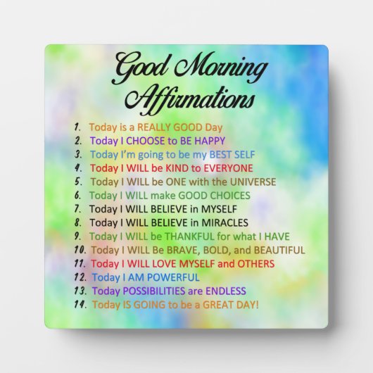 14 Good Morning Affirmations Fotoplaat (Voorkant)