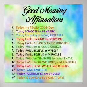 14 Good Morning Affirmations - Positief denken Poster