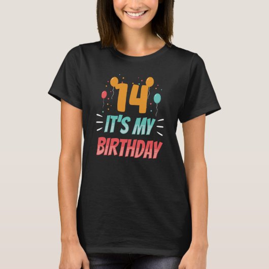 14 Het is mijn geboortedag 14 jaar oud. T-shirt (Voorkant)