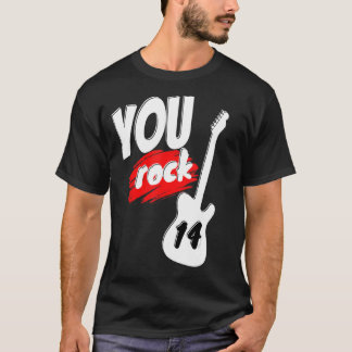 14 jaar 14e verjaardag gitaar You Rock Musician Co T-shirt