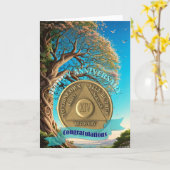 14 Jaar AA Jubileum Munt Boom van het Leven Kaart (Gele Bloem)