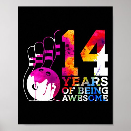 14 jaar Geweldige bowling 14e verjaardag Poster (Voorkant)