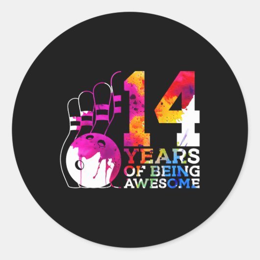 14 jaar Geweldige bowling 14e verjaardag Ronde Sticker (Voorkant)