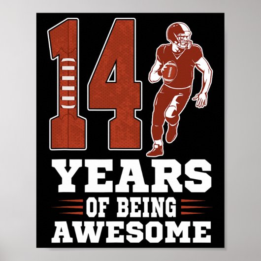 14 jaar Geweldige Boy 14th Birthday Voetbal Poster (Voorkant)