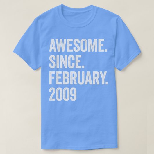 14 jaar Geweldige sinds 14 februari 2009 T-shirt (Design voorkant)