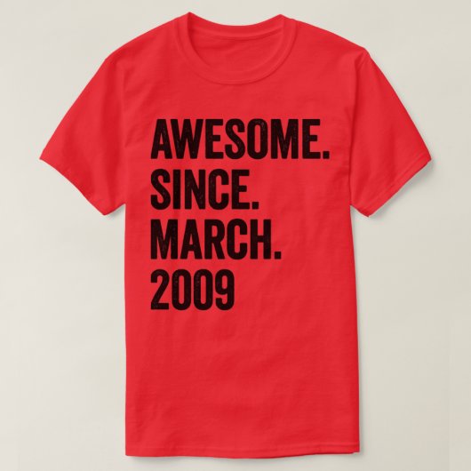 14 jaar Geweldige sinds 14 maart 2009 T-shirt (Design voorkant)