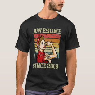 14 jaar Geweldige sinds 2008 14e verjaardag vrouwe T-shirt