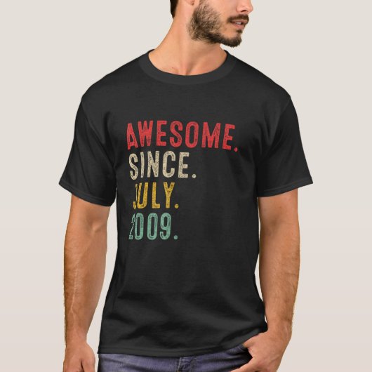 14 jaar Geweldige sinds juli 2009 14e geboortedag T-shirt (Voorkant)