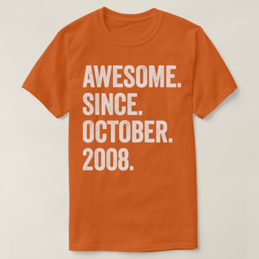 14 jaar Geweldige sinds oktober 2008 14e geboorte T-shirt (Design voorkant)
