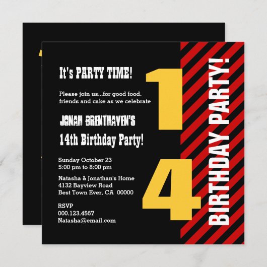 14 jaar of 10 jaar, moderne Stripes V14Z Kaart (Voorkant / Achterkant)