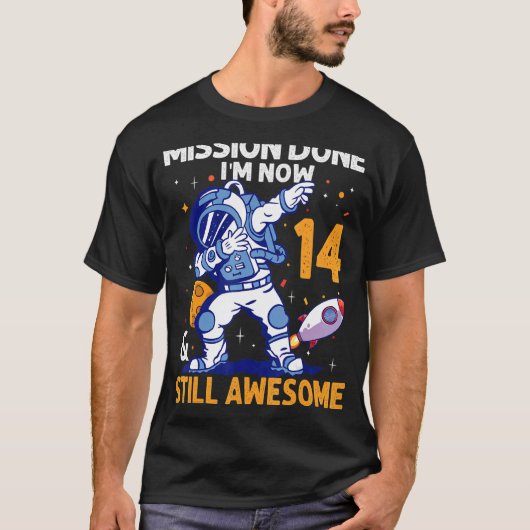 14 jaar oud astronaut Space Planet 14e verjaardag T-shirt (Voorkant)