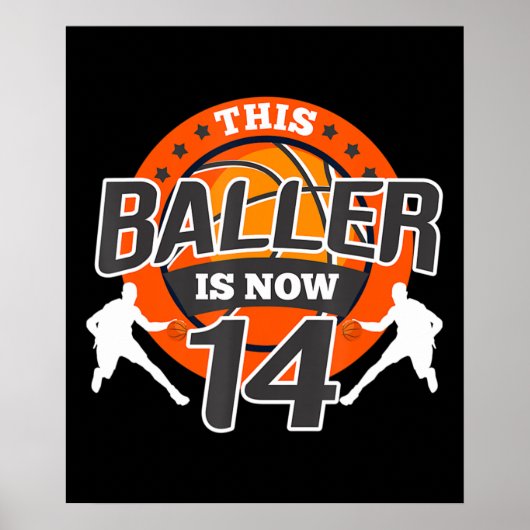 14 jaar oud Basketball Kind Gift Son Poster (Voorkant)