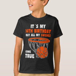 14 Jaar Oud Gelukkig 14e Verjaardag Basketbal 14e T-shirt