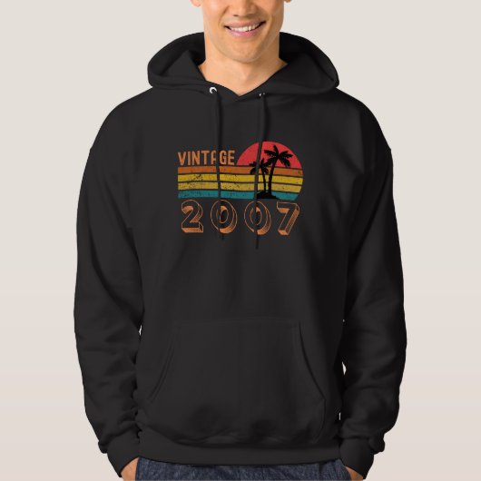 14 jaar oud Gift Boy Girl  2007 Retro 14th Hoodie (Voorkant)