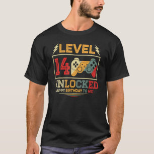 14 Jaar Oud Niveau 14 Ontgrendeld 14e Verjaardag V T-shirt