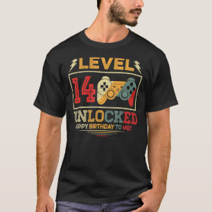 14 Jaar Oud Niveau 14 Ontgrendeld 14e Verjaardag V T-shirt