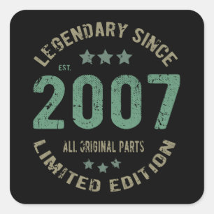 14 jaar oud op dag 2007 legend sinds 14e verjaarda vierkante sticker