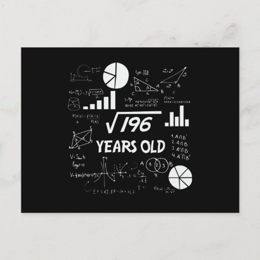 14 Jaar Oud Verjaardag Nerdy Wiskunde 14e verjaard Briefkaart (Voorkant)