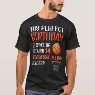 14 jaar oude Basketball Birthday Party 14th Boy Bd T-shirt