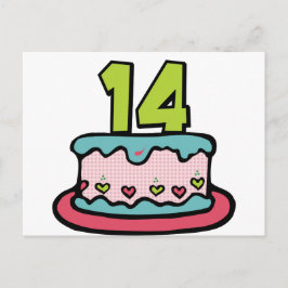 14 jaar oude Birthday Cake Briefkaart