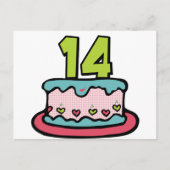 14 jaar oude Birthday Cake Briefkaart (Voorkant)