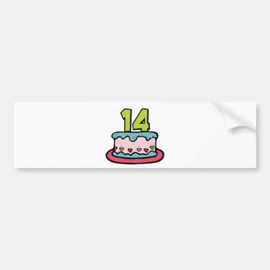 14 jaar oude Birthday Cake Bumpersticker (Voorkant)