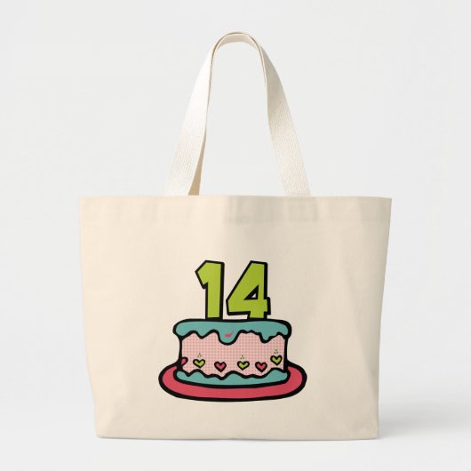 14 jaar oude Birthday Cake Grote Tote Bag (Voorkant)