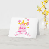 14 jaar oude Birthday Cake Kaart (Gele Bloem)