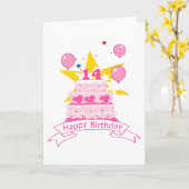 14 jaar oude Birthday Cake Kaart (Gele Bloem)