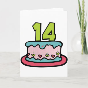 14 jaar oude Birthday Cake Kaart