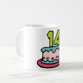 14 jaar oude Birthday Cake Koffiemok (Voorkant links)