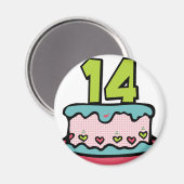 14 jaar oude Birthday Cake Magneet (Voorkant / Achterkant)