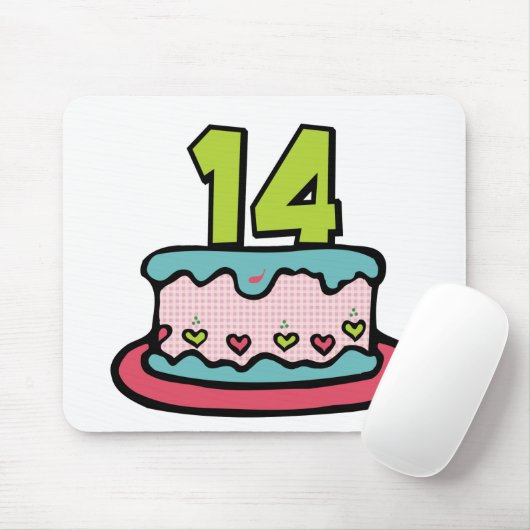 14 jaar oude Birthday Cake Muismat (Met muis)