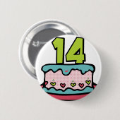 14 jaar oude Birthday Cake Ronde Button 5,7 Cm (Voorkant /achterkant)