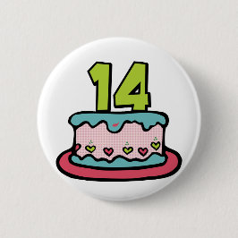 14 jaar oude Birthday Cake Ronde Button 5,7 Cm
