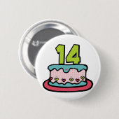 14 jaar oude Birthday Cake Ronde Button 5,7 Cm (Voorkant /achterkant)