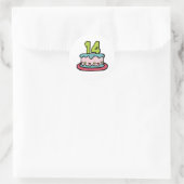 14 jaar oude Birthday Cake Ronde Sticker (Tas)