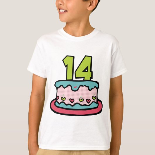 14 jaar oude Birthday Cake T-shirt (Voorkant)
