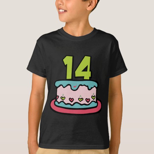 14 jaar oude Birthday Cake T-shirt (Voorkant)