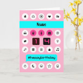 14 jaar oude gepersonaliseerde verjaardag voeg naa kaart (Gele Bloem)