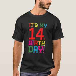 14 jaar oude, kleurrijke gelukkige verjaardag met  t-shirt