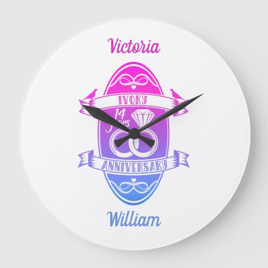 14 jaar traditioneel ivoorjaar 14e trouwdag grote klok (Voorkant)