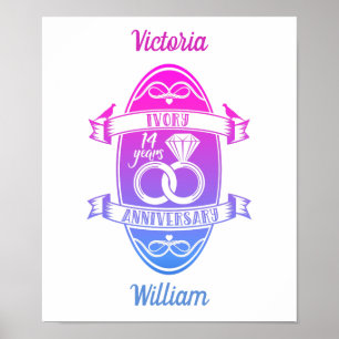 14 jaar traditioneel ivoorjaar 14e trouwdag poster