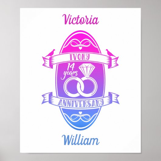 14 jaar traditioneel ivoorjaar 14e trouwdag poster (Voorkant)