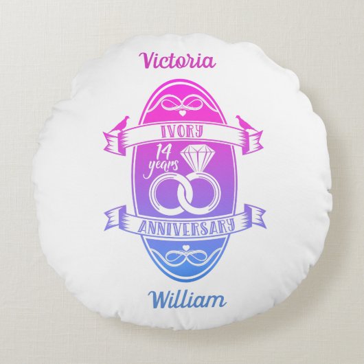 14 jaar traditioneel ivoorjaar 14e trouwdag rond kussen (Voorkant)