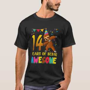 14 Jaar Verjaardag Luiaard Dabbing 14e Verjaardag T-shirt